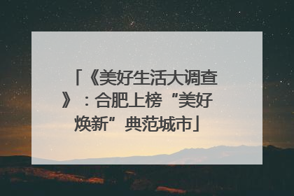 《美好生活大调查》：合肥上榜“美好焕新”典范城市
