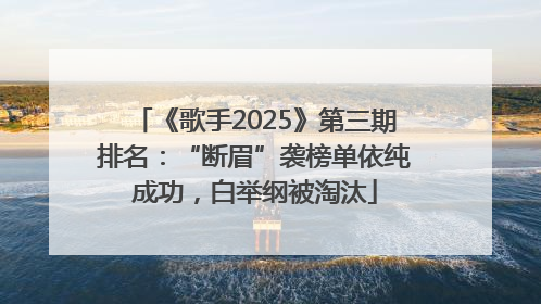 《歌手2025》第三期排名：“断眉”袭榜单依纯成功，白举纲被淘汰