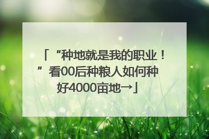 “种地就是我的职业！”看00后种粮人如何种好4000亩地→