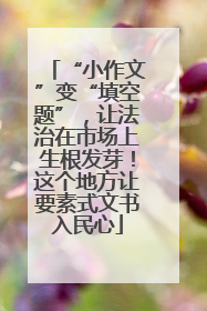 “小作文”变“填空题”，让法治在市场上生根发芽！这个地方让要素式文书入民心