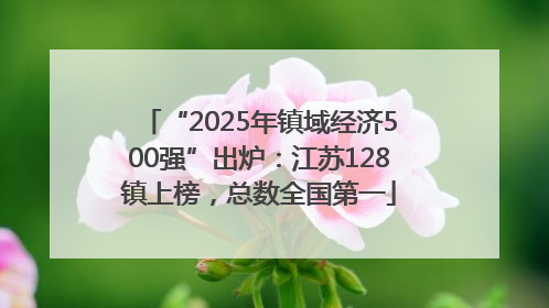 “2025年镇域经济500强”出炉：江苏128镇上榜，总数全国第一