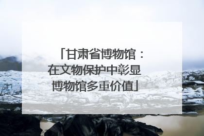 甘肃省博物馆：在文物保护中彰显博物馆多重价值