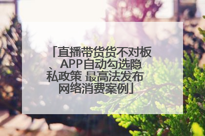 直播带货货不对板、APP自动勾选隐私政策 最高法发布网络消费案例