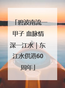 碧波南流一甲子 血脉情深一江水｜东江水供港60周年
