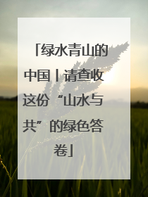 绿水青山的中国丨请查收这份“山水与共”的绿色答卷