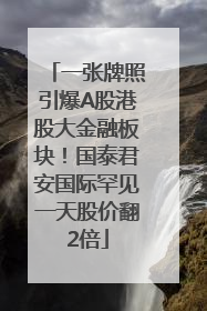 一张牌照引爆A股港股大金融板块！国泰君安国际罕见一天股价翻2倍