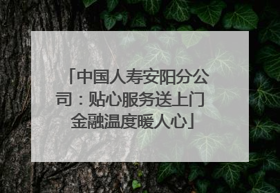 中国人寿安阳分公司：贴心服务送上门 金融温度暖人心