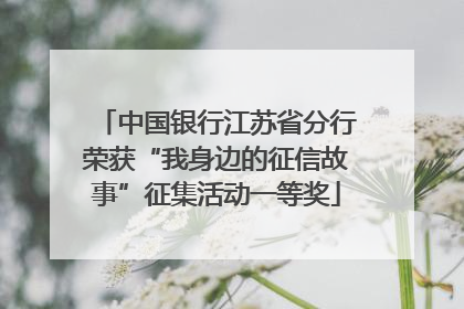 中国银行江苏省分行荣获“我身边的征信故事”征集活动一等奖