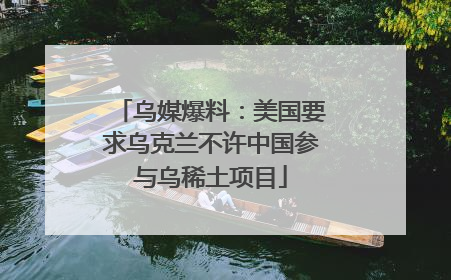 乌媒爆料：美国要求乌克兰不许中国参与乌稀土项目