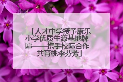 人才中学授予康乐小学优质生源基地牌匾——携手校际合作  共育桃李芬芳