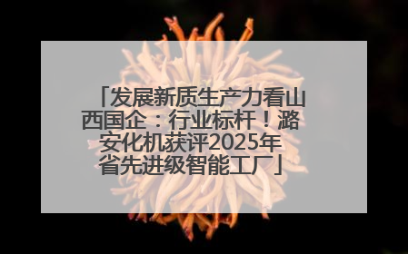 发展新质生产力看山西国企：行业标杆！潞安化机获评2025年省先进级智能工厂