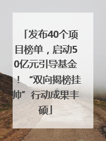 发布40个项目榜单，启动50亿元引导基金！“双向揭榜挂帅”行动成果丰硕