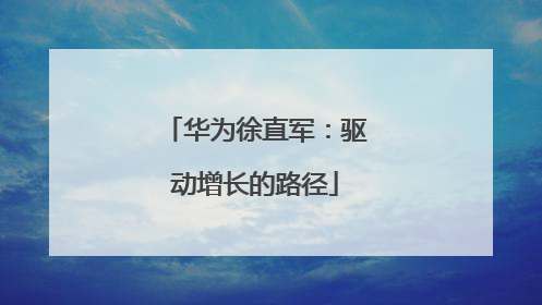 华为徐直军：驱动增长的路径