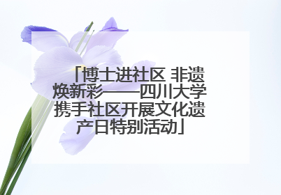 博士进社区 非遗焕新彩——四川大学携手社区开展文化遗产日特别活动