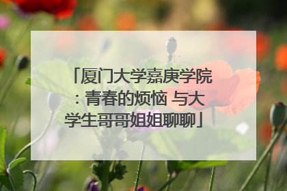 厦门大学嘉庚学院：青春的烦恼 与大学生哥哥姐姐聊聊