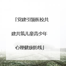 党建引领医校共建共筑儿童青少年心理健康防线