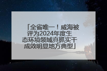 全省唯一！威海被评为2024年度生态环境领域真抓实干成效明显地方典型