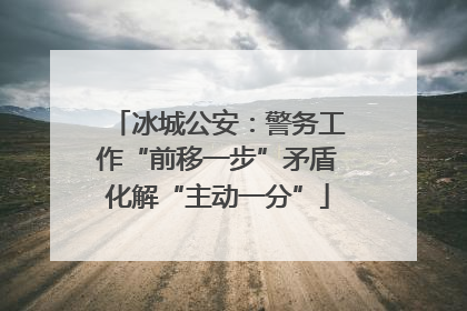 冰城公安：警务工作“前移一步”矛盾化解“主动一分”