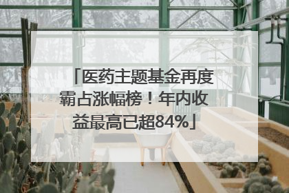 医药主题基金再度霸占涨幅榜！年内收益最高已超84%