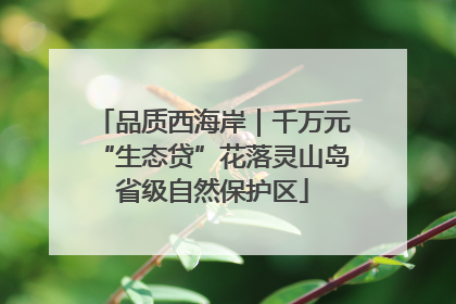 品质西海岸｜千万元“生态贷”花落灵山岛省级自然保护区