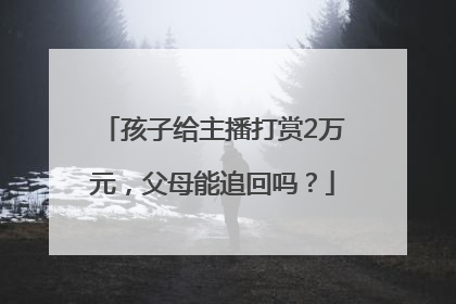 孩子给主播打赏2万元，父母能追回吗？