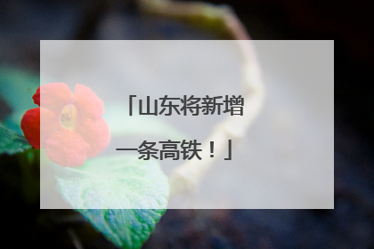 山东将新增一条高铁！