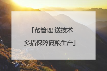 帮管理 送技术 多措保障夏粮生产