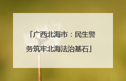 广西北海市：民生警务筑牢北海法治基石