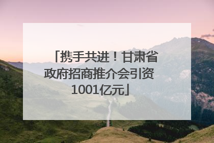 携手共进！甘肃省政府招商推介会引资1001亿元