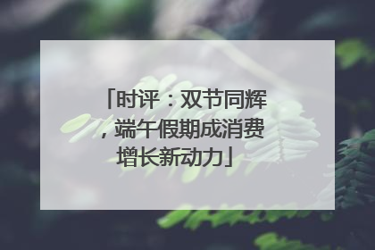 时评：双节同辉，端午假期成消费增长新动力
