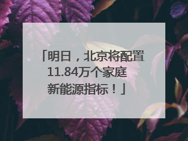 明日，北京将配置11.84万个家庭新能源指标！