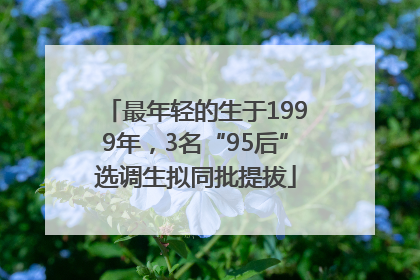 最年轻的生于1999年，3名“95后”选调生拟同批提拔