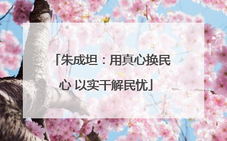朱成坦：用真心换民心 以实干解民忧