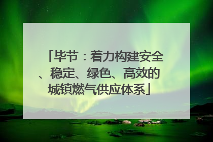 毕节：着力构建安全、稳定、绿色、高效的城镇燃气供应体系