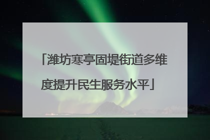 潍坊寒亭固堤街道多维度提升民生服务水平