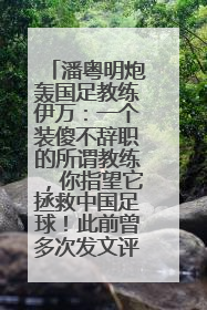 潘粤明炮轰国足教练伊万：一个装傻不辞职的所谓教练，你指望它拯救中国足球！此前曾多次发文评价国足