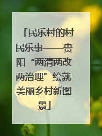 民乐村的村民乐事——贵阳“两清两改两治理”绘就美丽乡村新图景