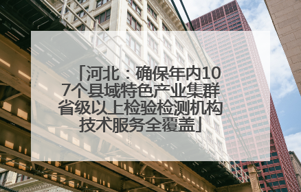 河北：确保年内107个县域特色产业集群省级以上检验检测机构技术服务全覆盖