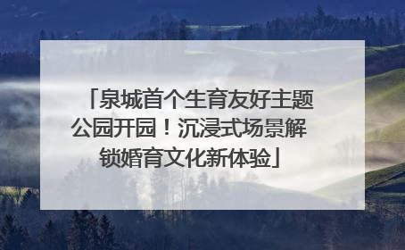 泉城首个生育友好主题公园开园！沉浸式场景解锁婚育文化新体验