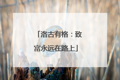 洛古有格：致富永远在路上