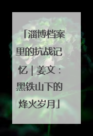 淄博档案里的抗战记忆｜姜文：黑铁山下的烽火岁月