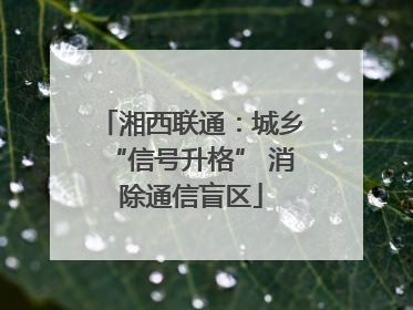 湘西联通：城乡“信号升格” 消除通信盲区