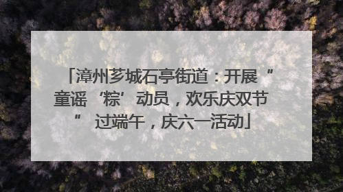 漳州芗城石亭街道：开展“童谣‘粽’动员，欢乐庆双节” 过端午，庆六一活动