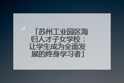 苏州工业园区海归人才子女学校：让学生成为全面发展的终身学习者