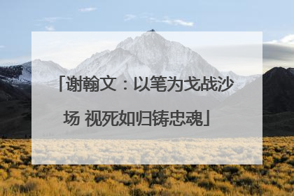 谢翰文：以笔为戈战沙场 视死如归铸忠魂