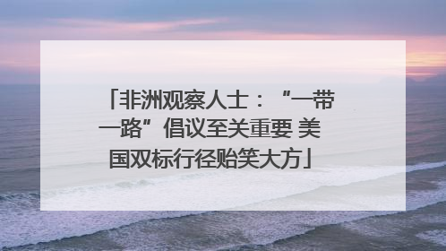 非洲观察人士：“一带一路”倡议至关重要 美国双标行径贻笑大方