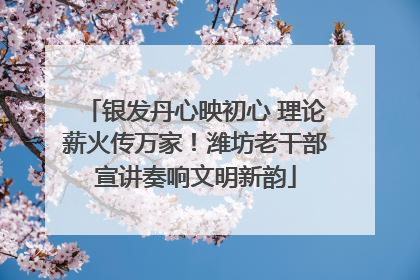 银发丹心映初心 理论薪火传万家！潍坊老干部宣讲奏响文明新韵