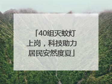 40组灭蚊灯上岗，科技助力居民安然度夏