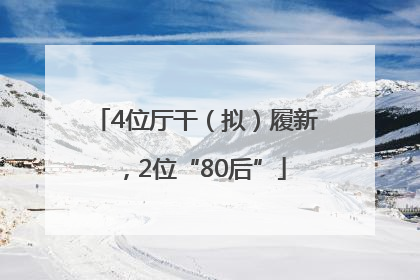 4位厅干（拟）履新，2位“80后”